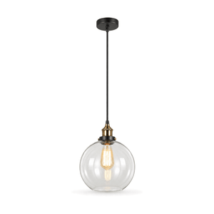 Antique Brass Glass Ball Pendant Light - white background