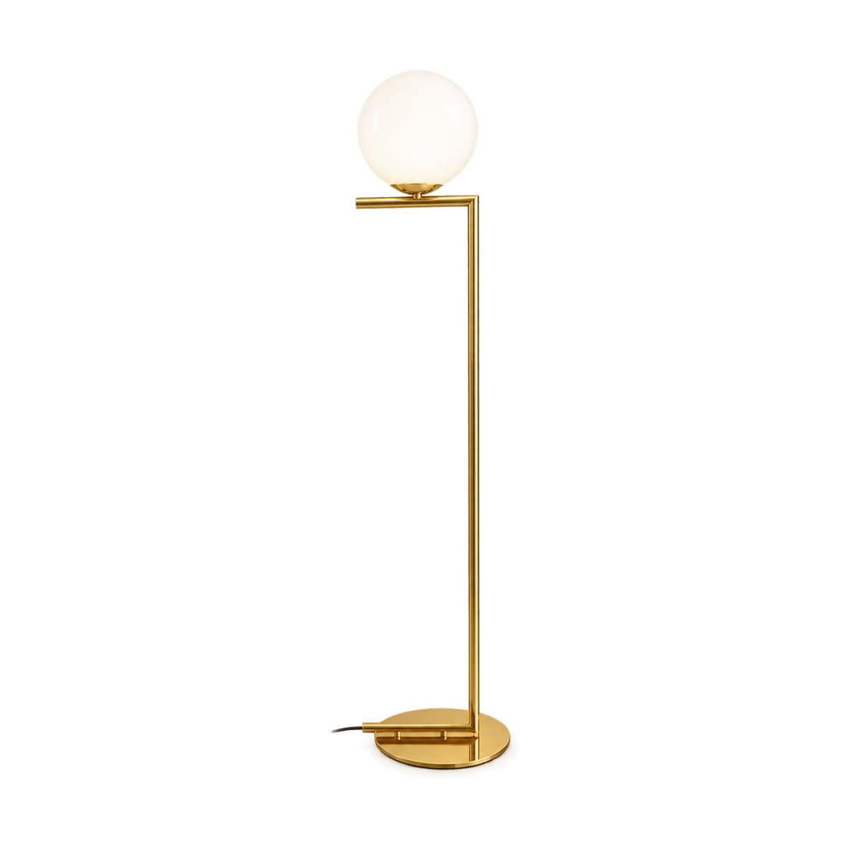 Gold & Opal Glass Floor Lamp with Foot Switch - transparent background