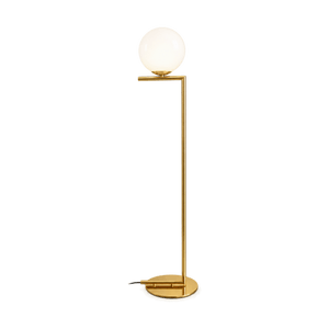 Gold & Opal Glass Floor Lamp with Foot Switch - transparent background