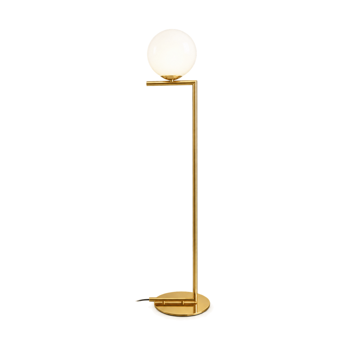 Gold & Opal Glass Floor Lamp with Foot Switch - white background