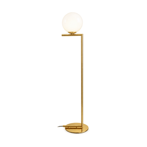 Gold & Opal Glass Floor Lamp with Foot Switch - white background