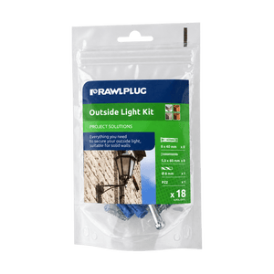 Rawlplug Outside Light Kit - Complete Fixing Set for Solid Walls - transparent background