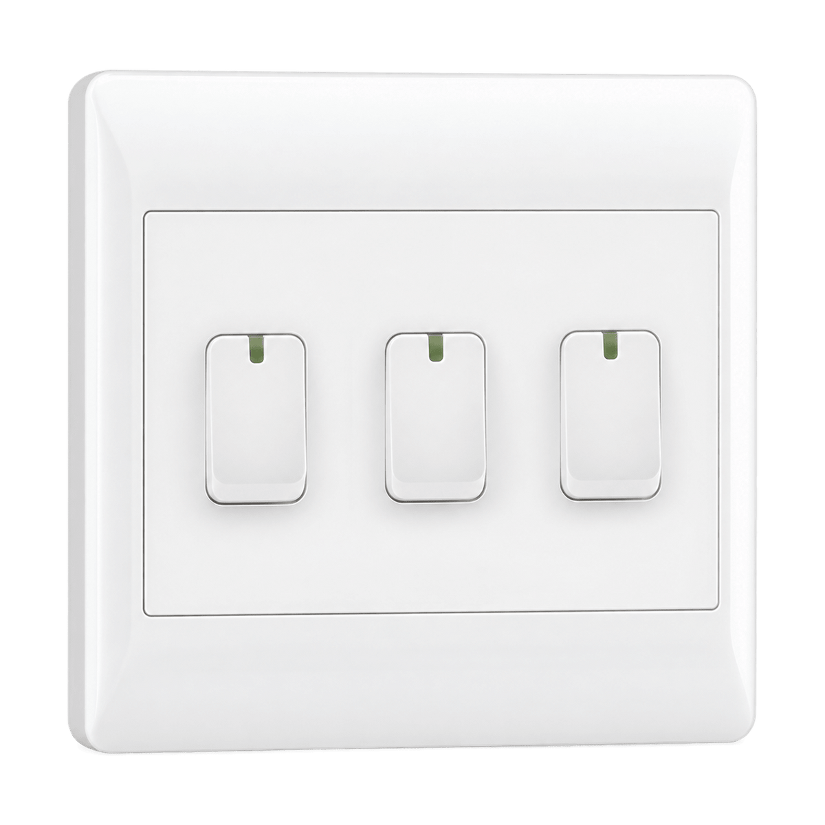 White 3 Lever Light Switch - transparent background