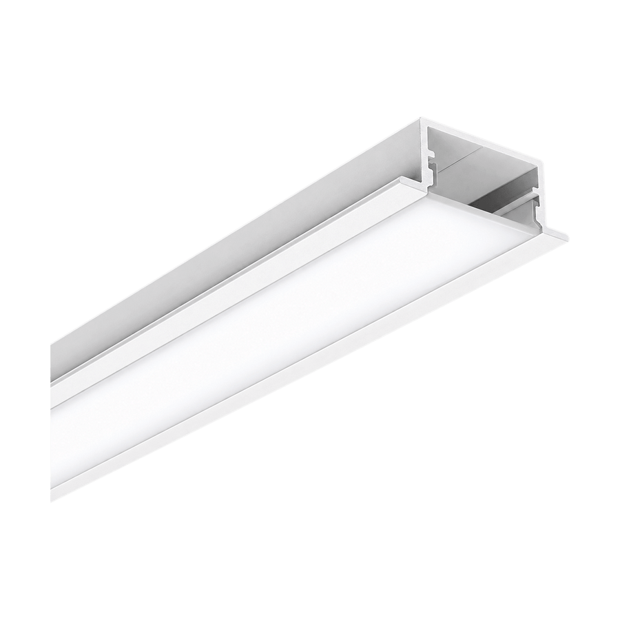 LED Extrusion - 20 x 10mm Recessed Profile Complete (3m) - transparent background