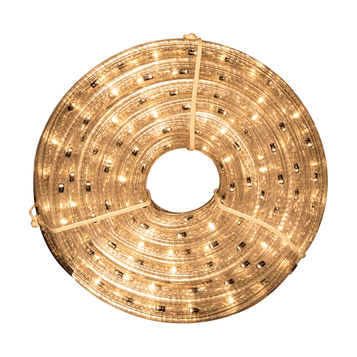 LED Rope Light 3-Wire Warm White 2700K, 230V (50m Roll) - transparent background