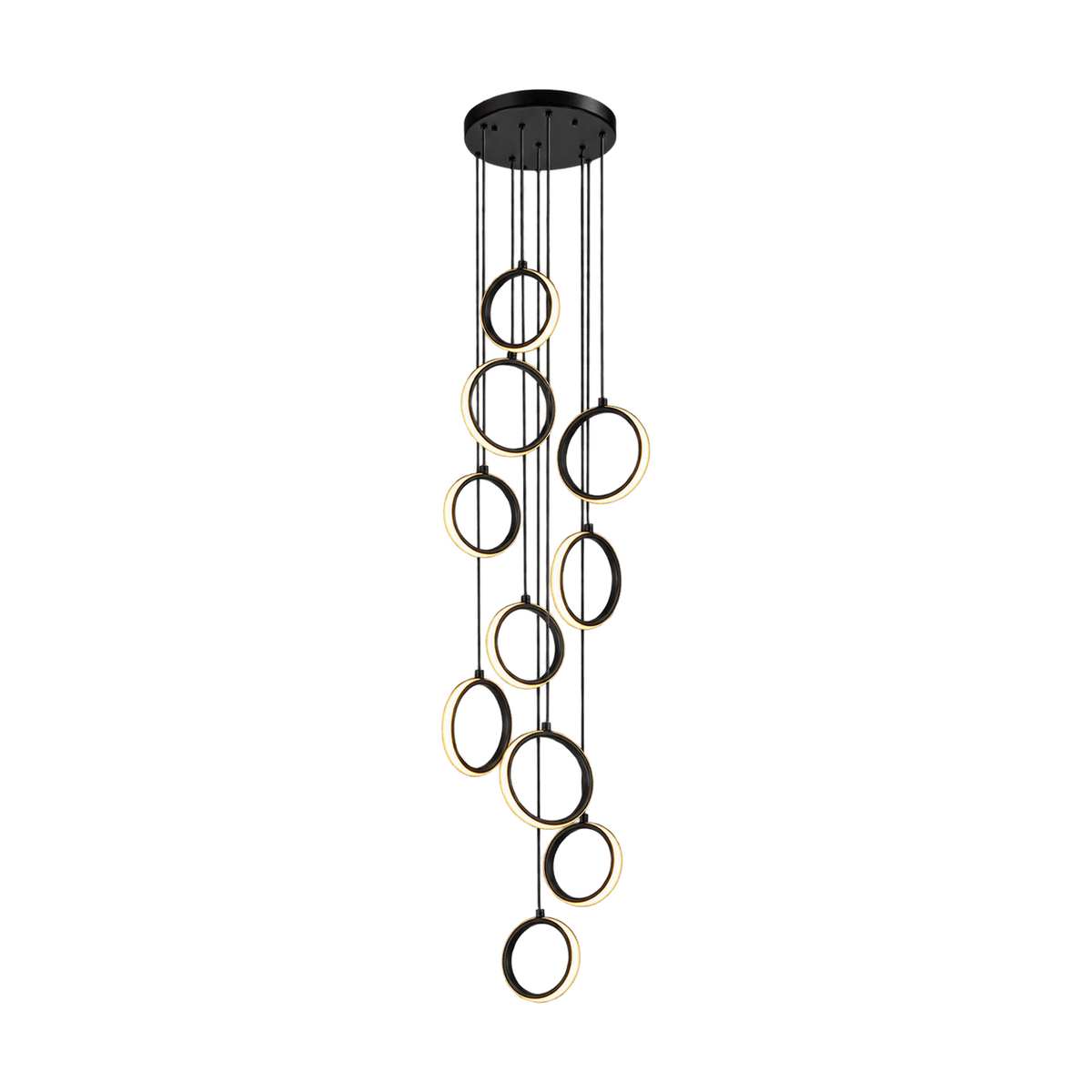 Ringfall Black LED Pendant Light - Warm White - transparent background