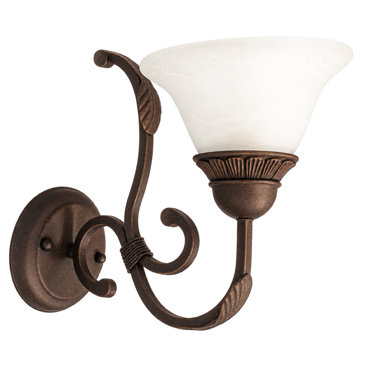 Rust Metal Indoor Wall Light Alabaster Glass — transparent background