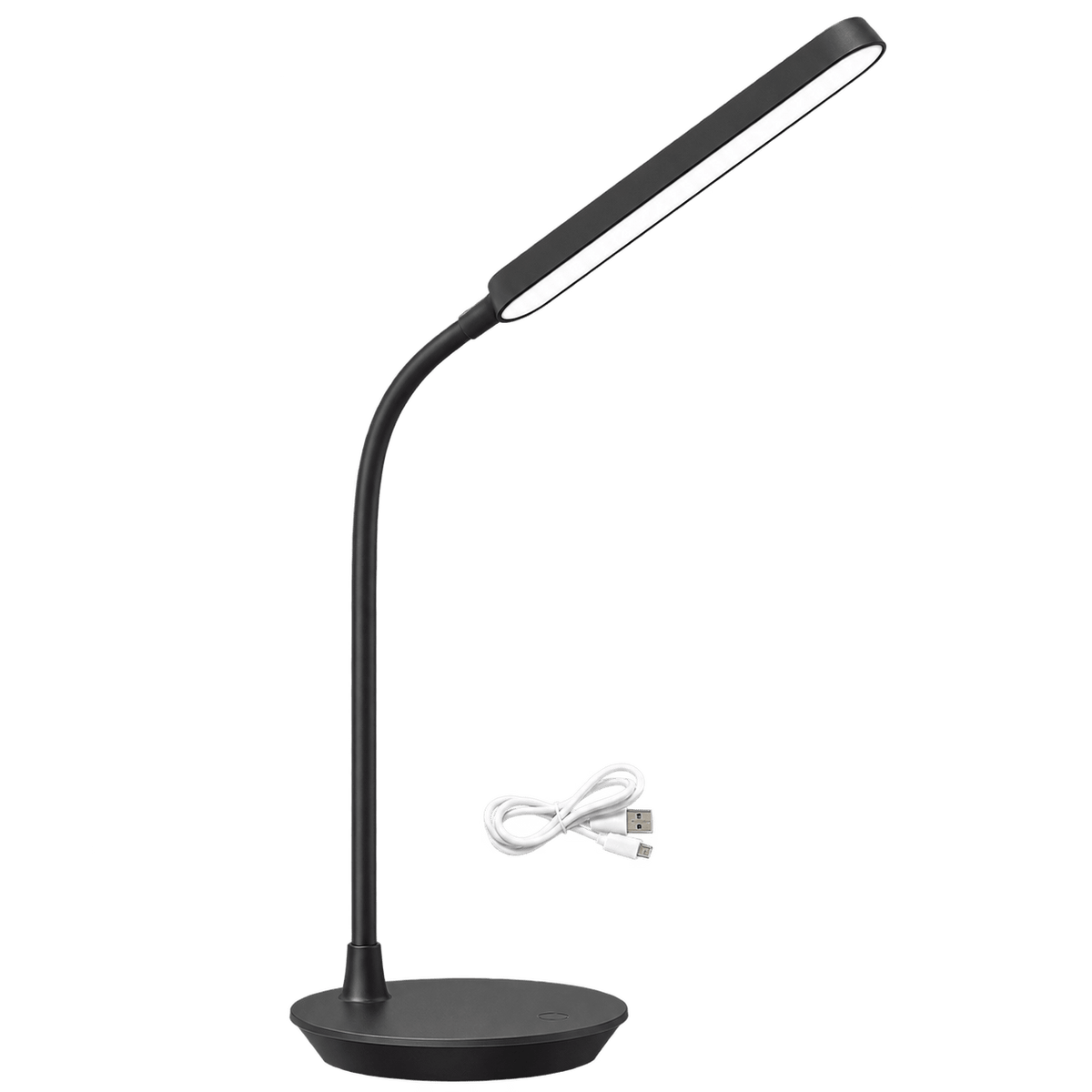 Black LED Desk Lamp - Rechargeable, Dimmable & Touch Control — transparent background