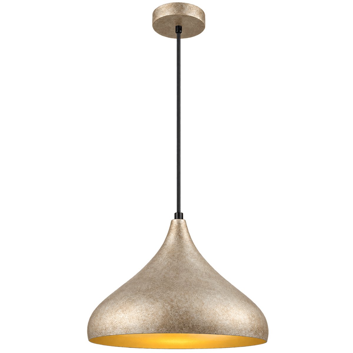 Champagne Ruf Metal Pendant Light with Gold Inner — transparent background