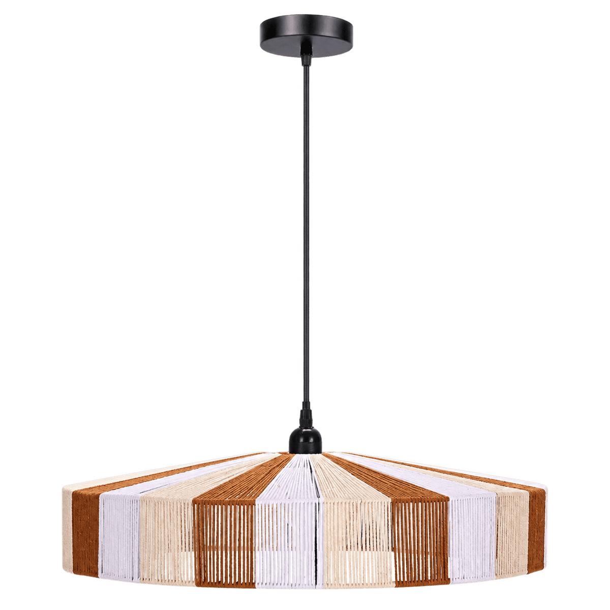 Natural Iron & Cotton Pendant Light — transparent background