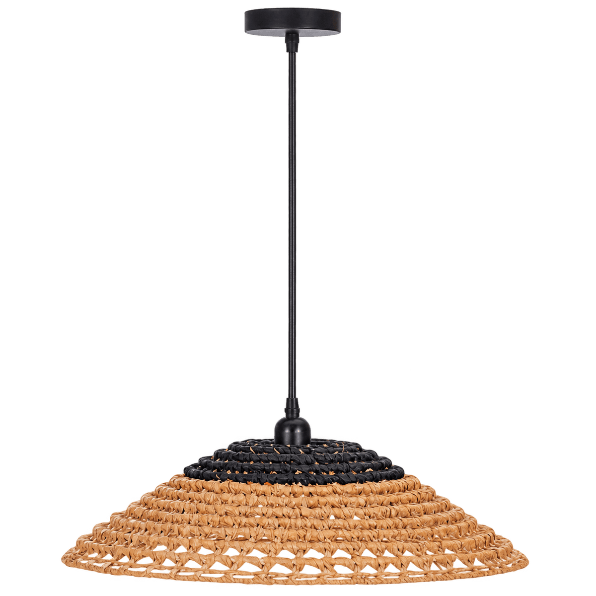 Iron & Paper Rope Pendant - Natural & Black — transparent background