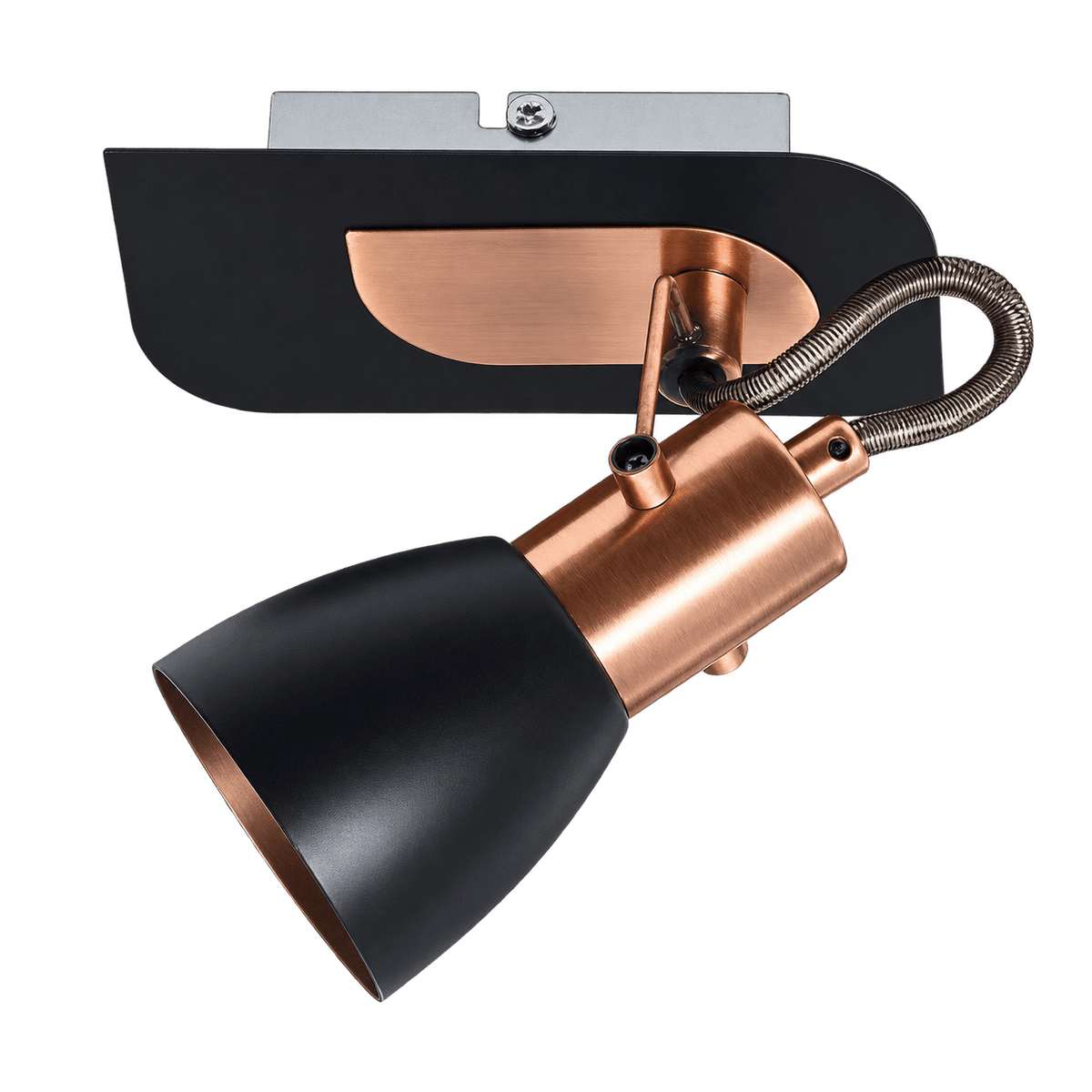 Black & Copper 1 Light Spotlight — transparent background