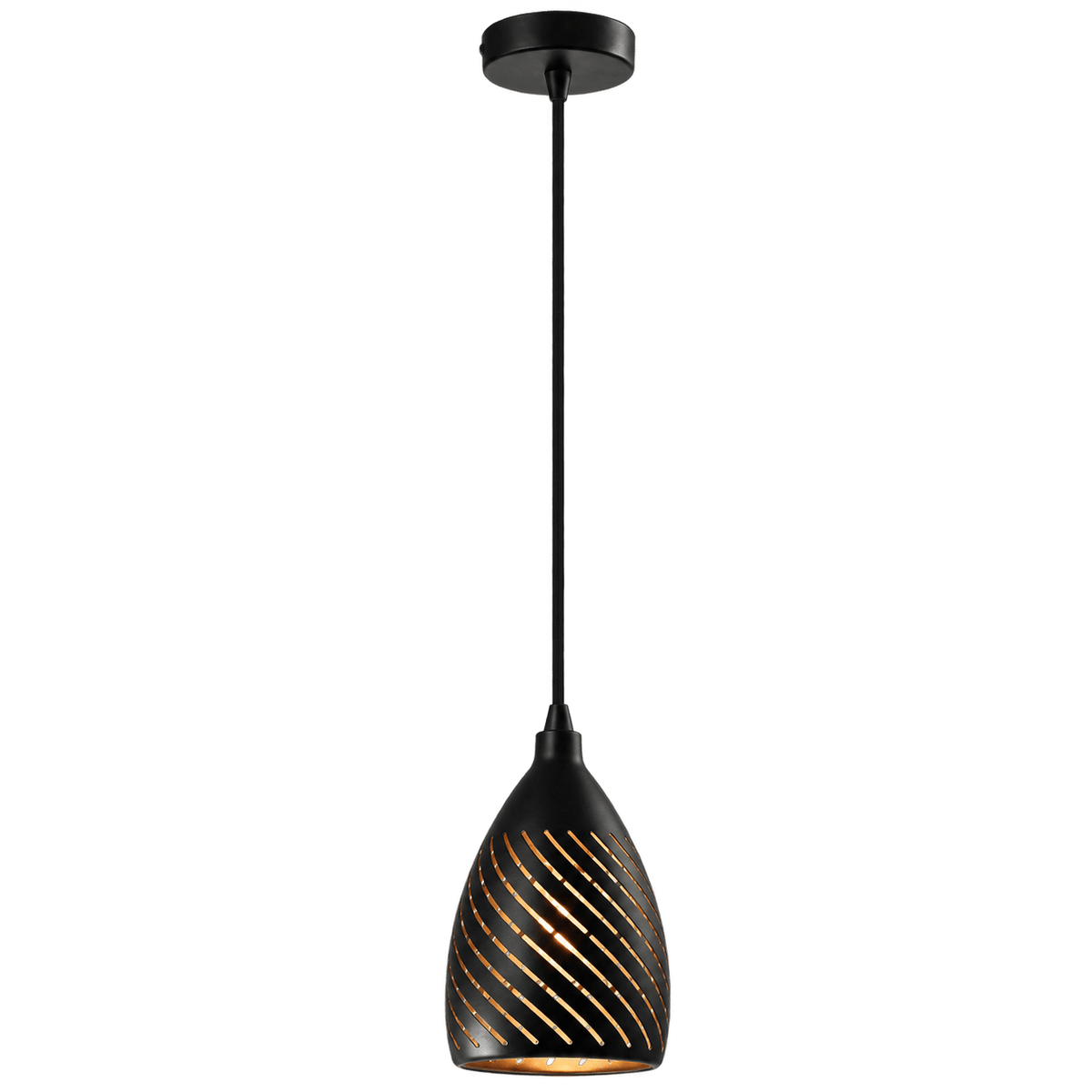 Black & Gold Metal Pendant Light — transparent background