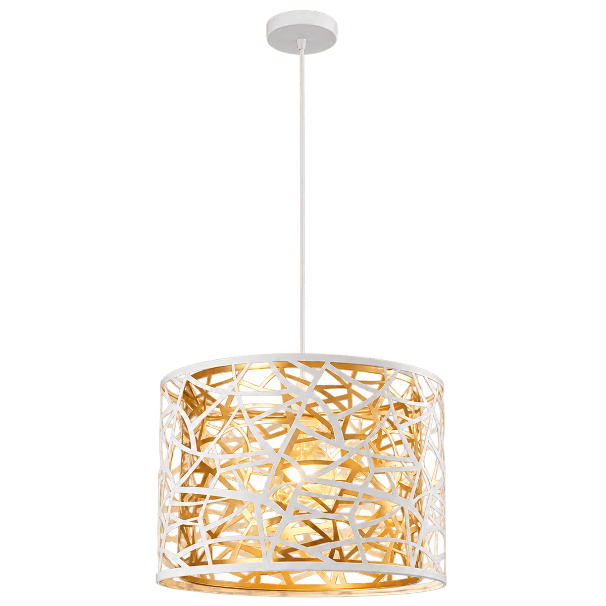 Matt White & Gold Metal Pendant Light — transparent background