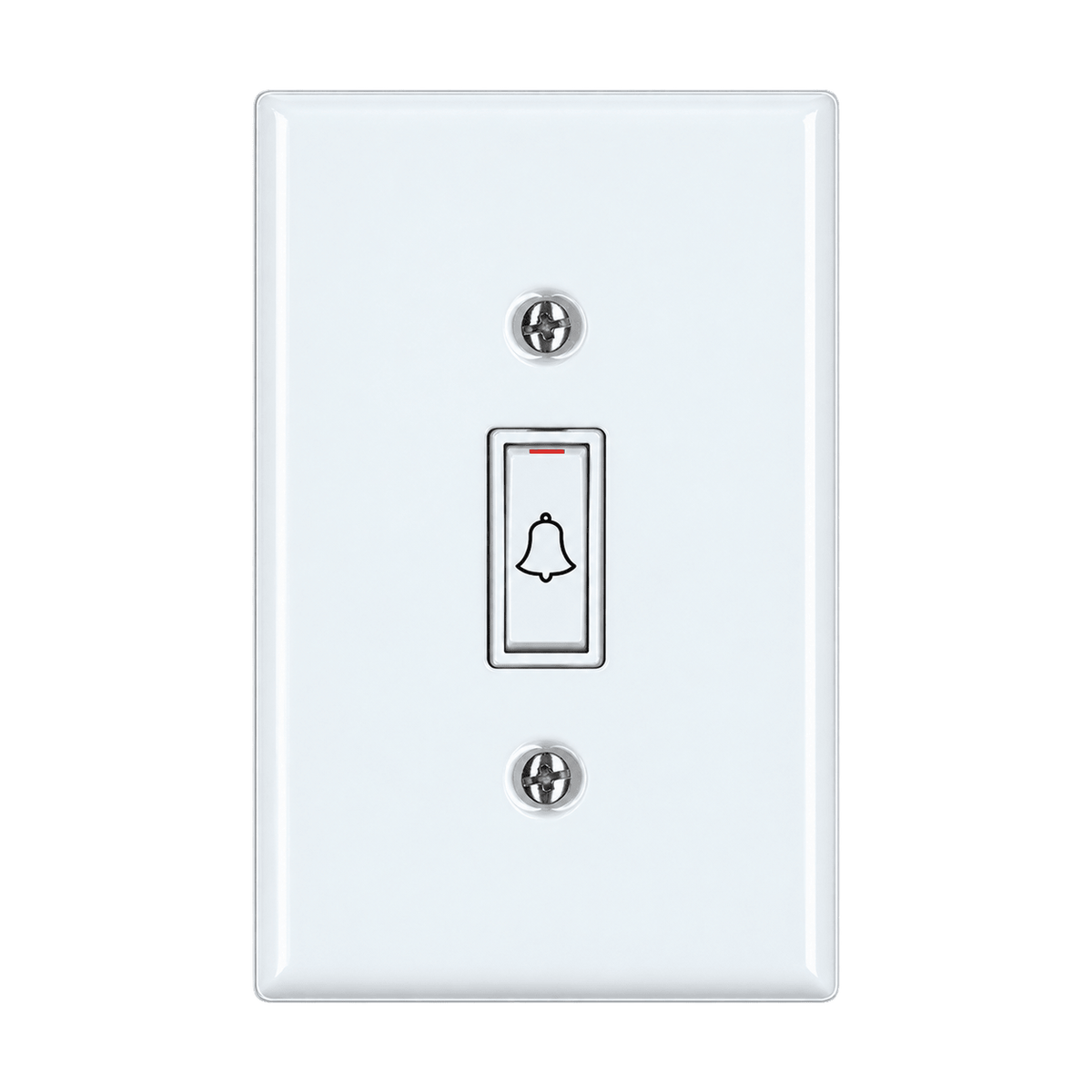 White Steel Doorbell Switch 16A - transparent background