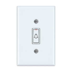White Steel Doorbell Switch 16A - transparent background