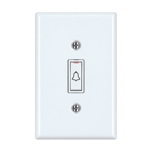 White Steel Doorbell Switch 16A - white background