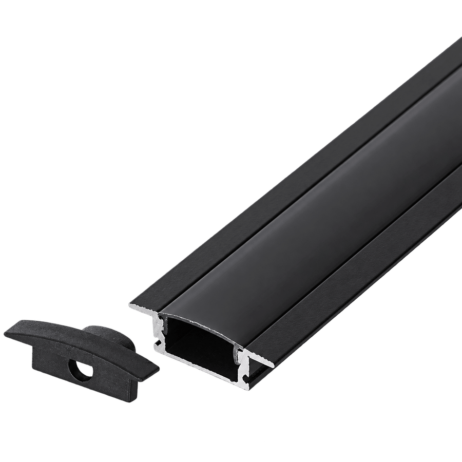 Complete Black Recessed LED Profile - 3M — transparent background