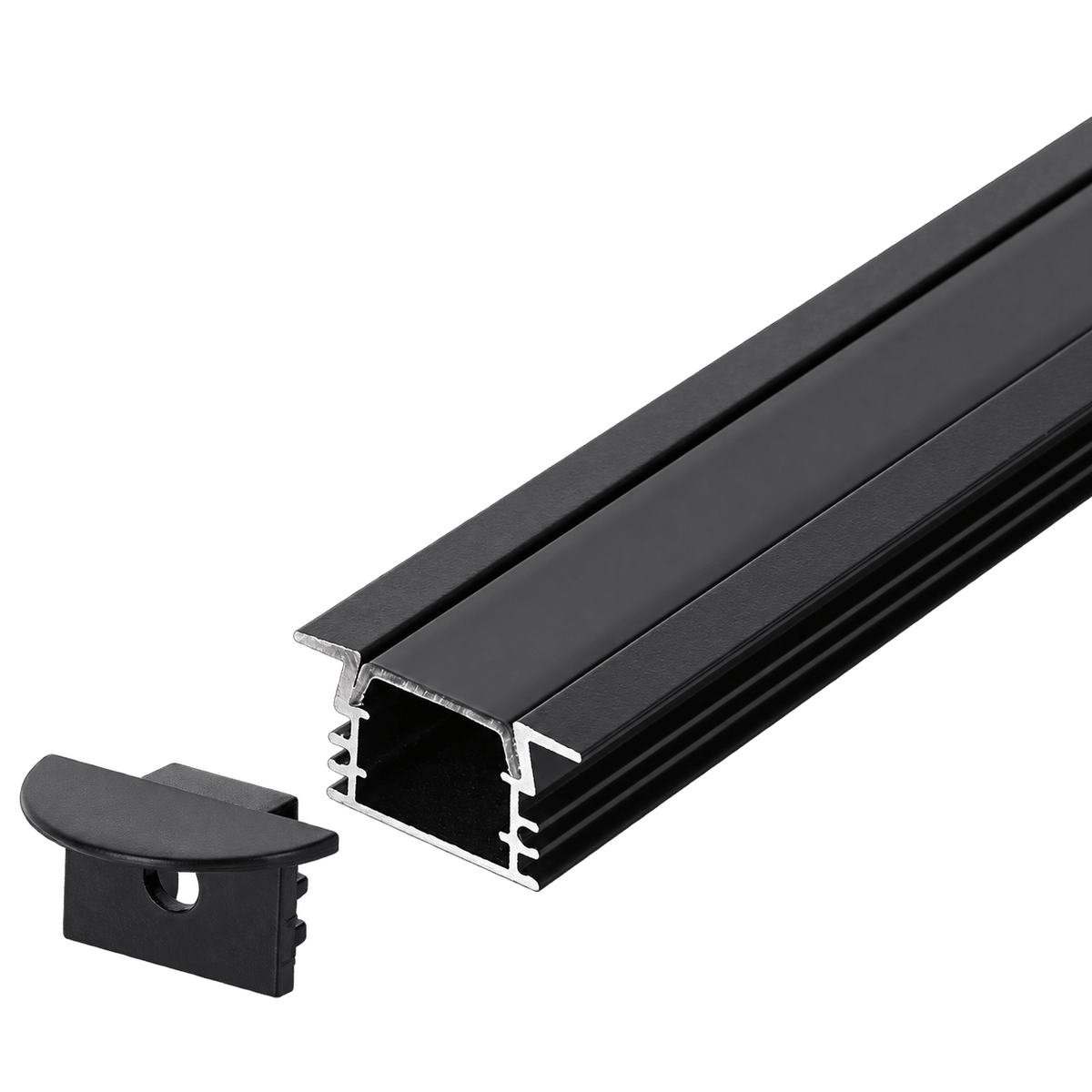 Black Deep Recessed LED Profile - 3M — transparent background