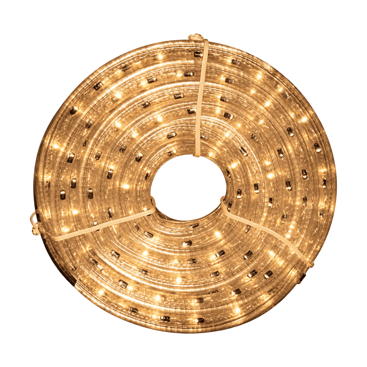 LED Rope Light 3-Wire Warm White 2700K, 230V (10m Roll) - transparent background
