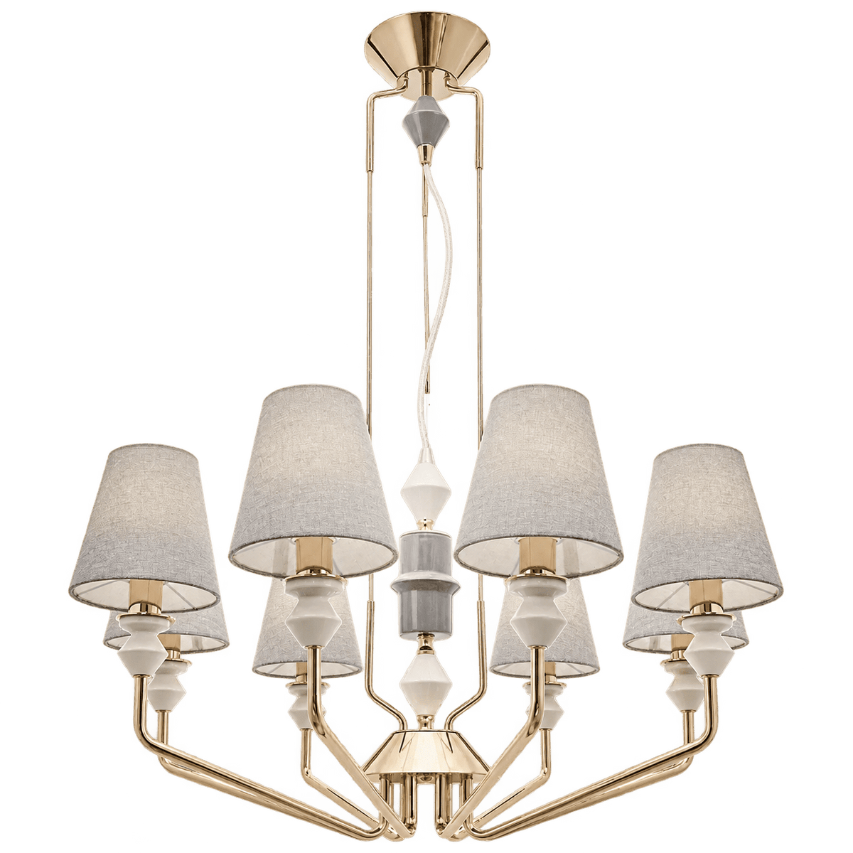 Champagne Gold Ceramic Chandelier — transparent background