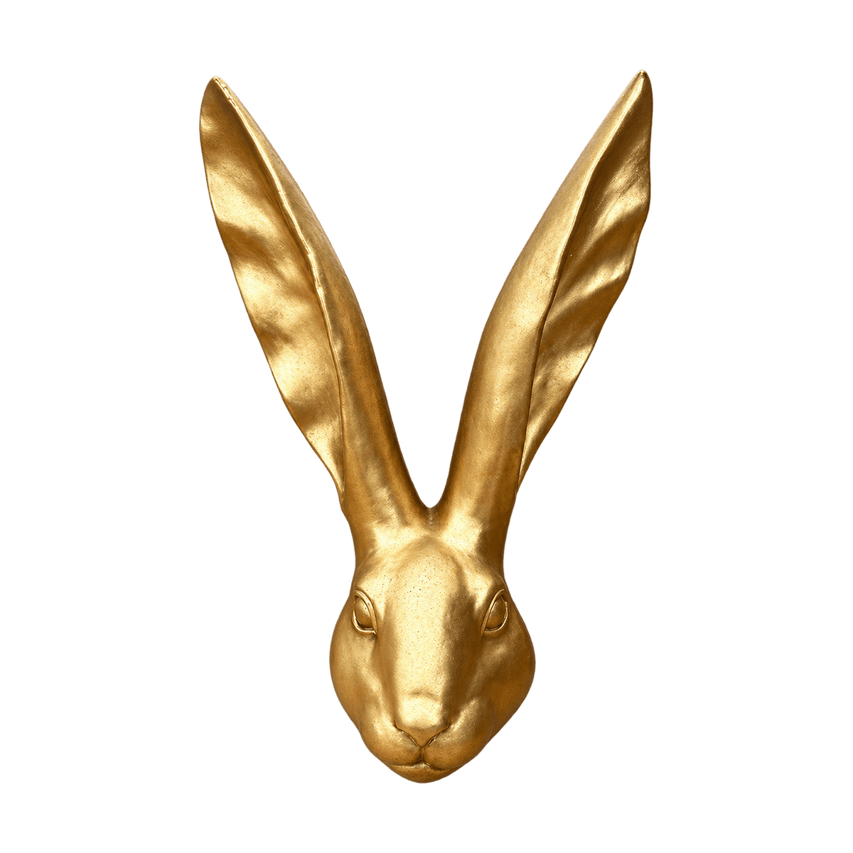 Gold Long Ear Ceramic Bunny Head - transparent background