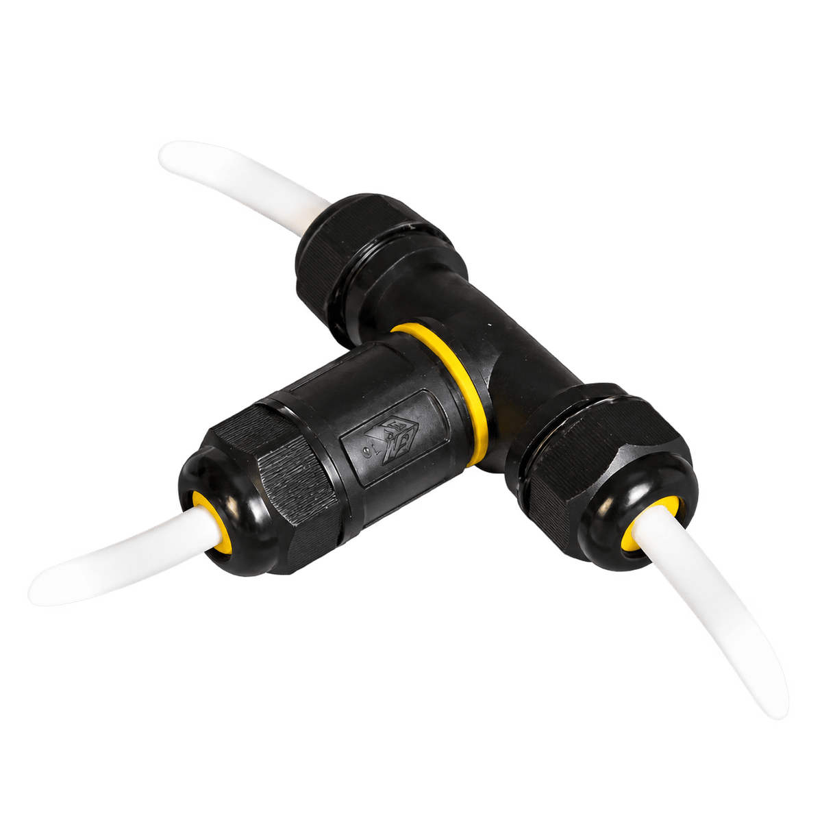 3 Pole IP68 Waterproof T-Junction Cable Connector — transparent background