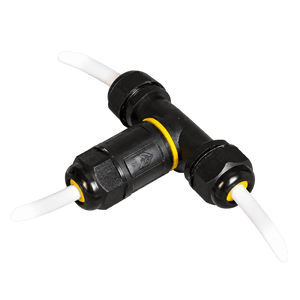 3 Pole IP68 Waterproof T-Junction Cable Connector — transparent background