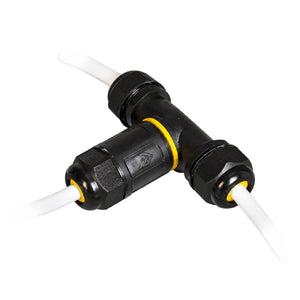 3 Pole IP68 Waterproof T-Junction Cable Connector — white background