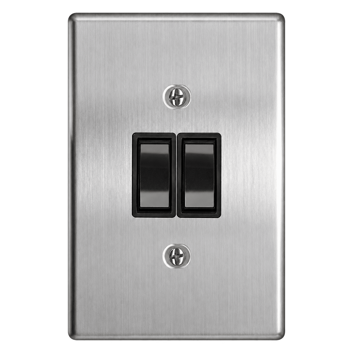 Silver Steel Domestic Switch 2-Lever 2-Way — transparent background
