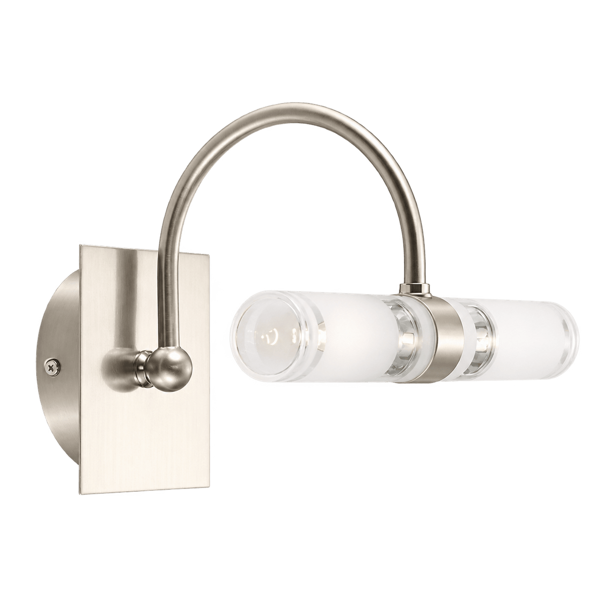 230V 40W G9 Double Horizontal IP44 Frosted Glass Wall Light - Satin Chrome with Frosted Glass — transparent background