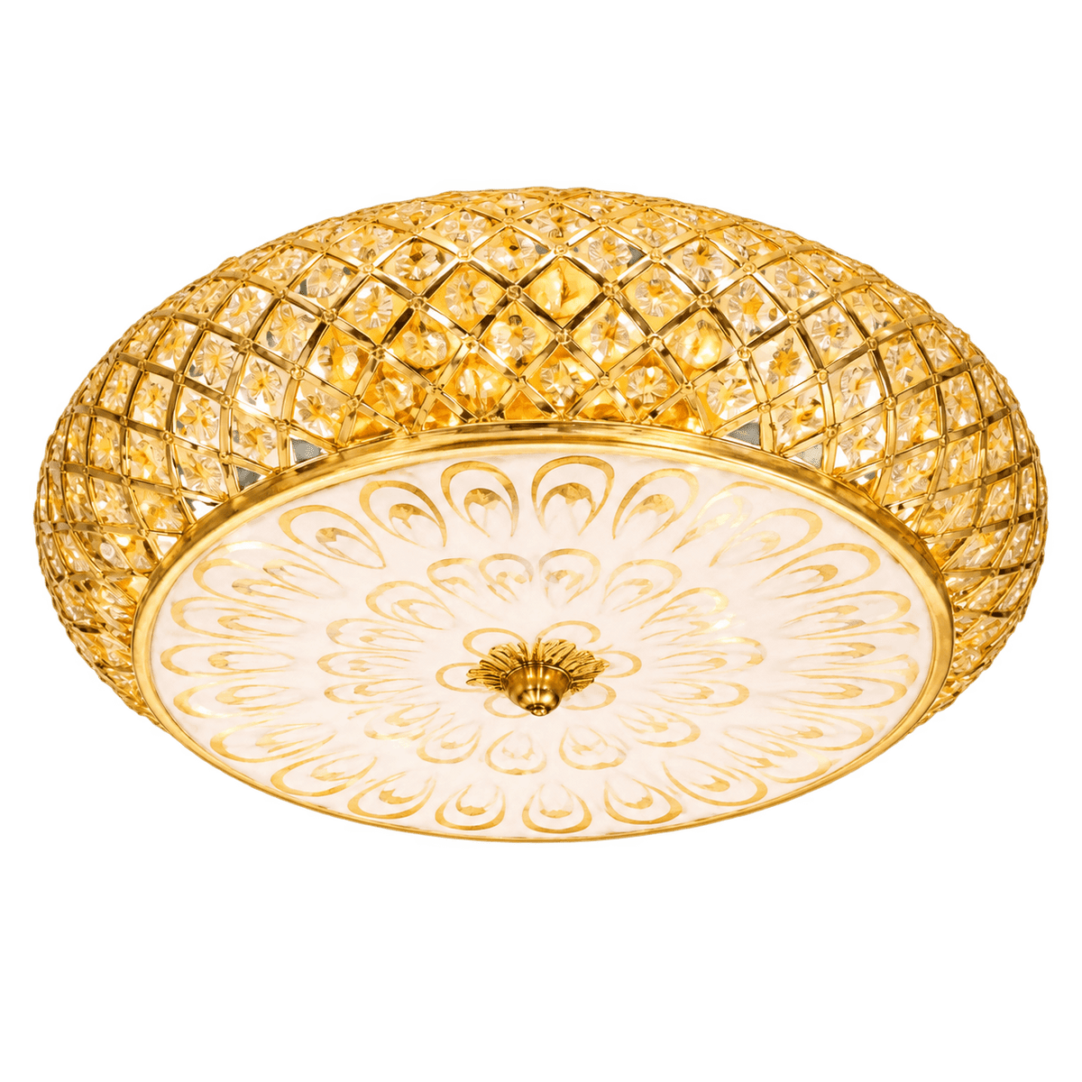 Gold Ceiling Light Crystal Glass — transparent background