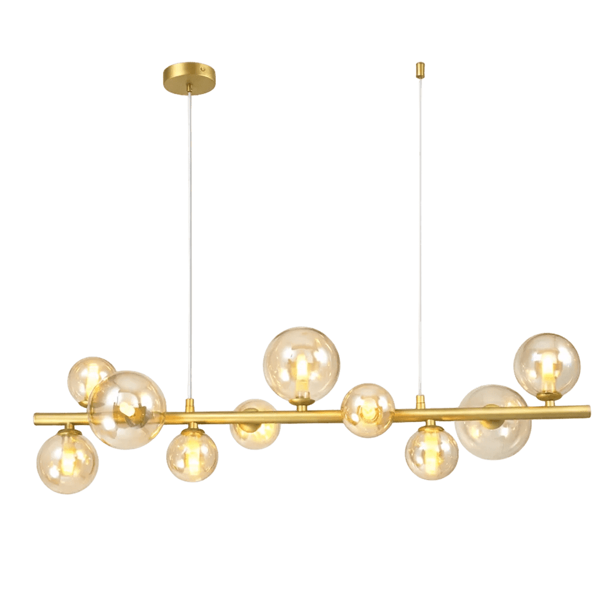 Large Horizontal Bubble Glass Pendant - Gold & Amber Glass — transparent background