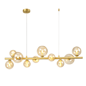 Large Horizontal Bubble Glass Pendant - Gold & Amber Glass — transparent background