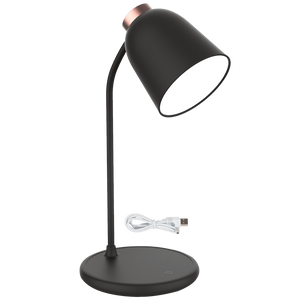 Black & Rose Gold Rechargeable CCT LED Desk Lamp — transparent background