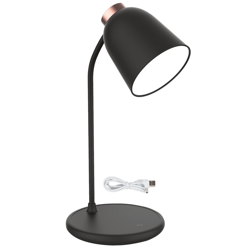 Black & Rose Gold Rechargeable CCT LED Desk Lamp — white background