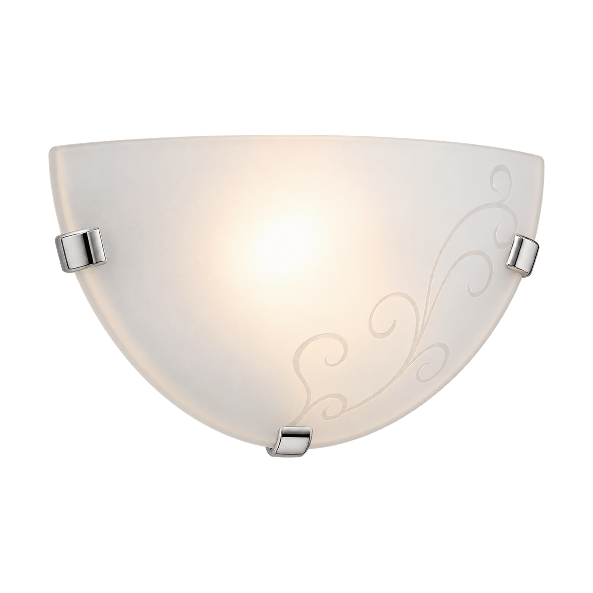 Decorative Wall Light - Frosted Glass, Chrome Clips - transparent background