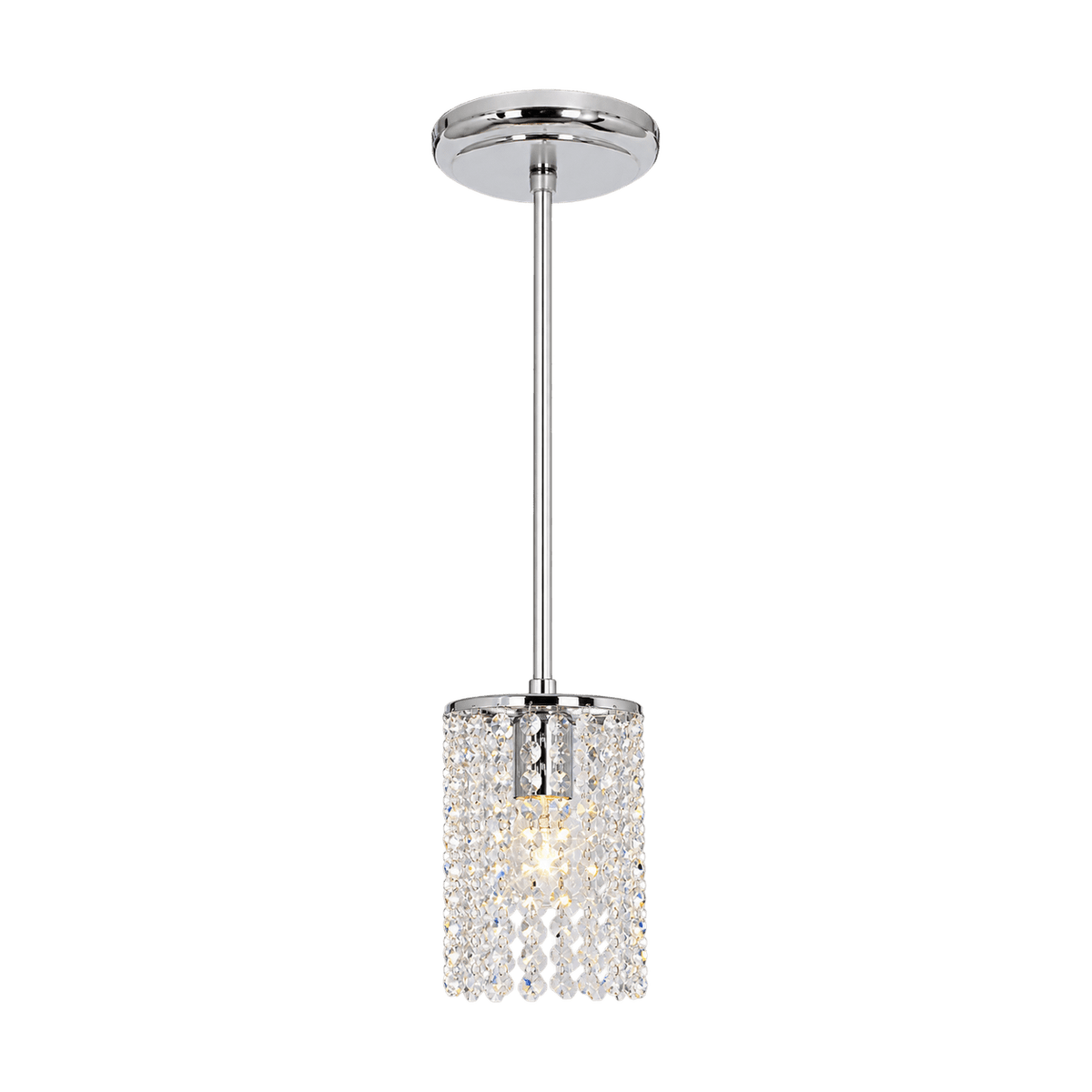 Polished Chrome Crystal Pendant Light - transparent background