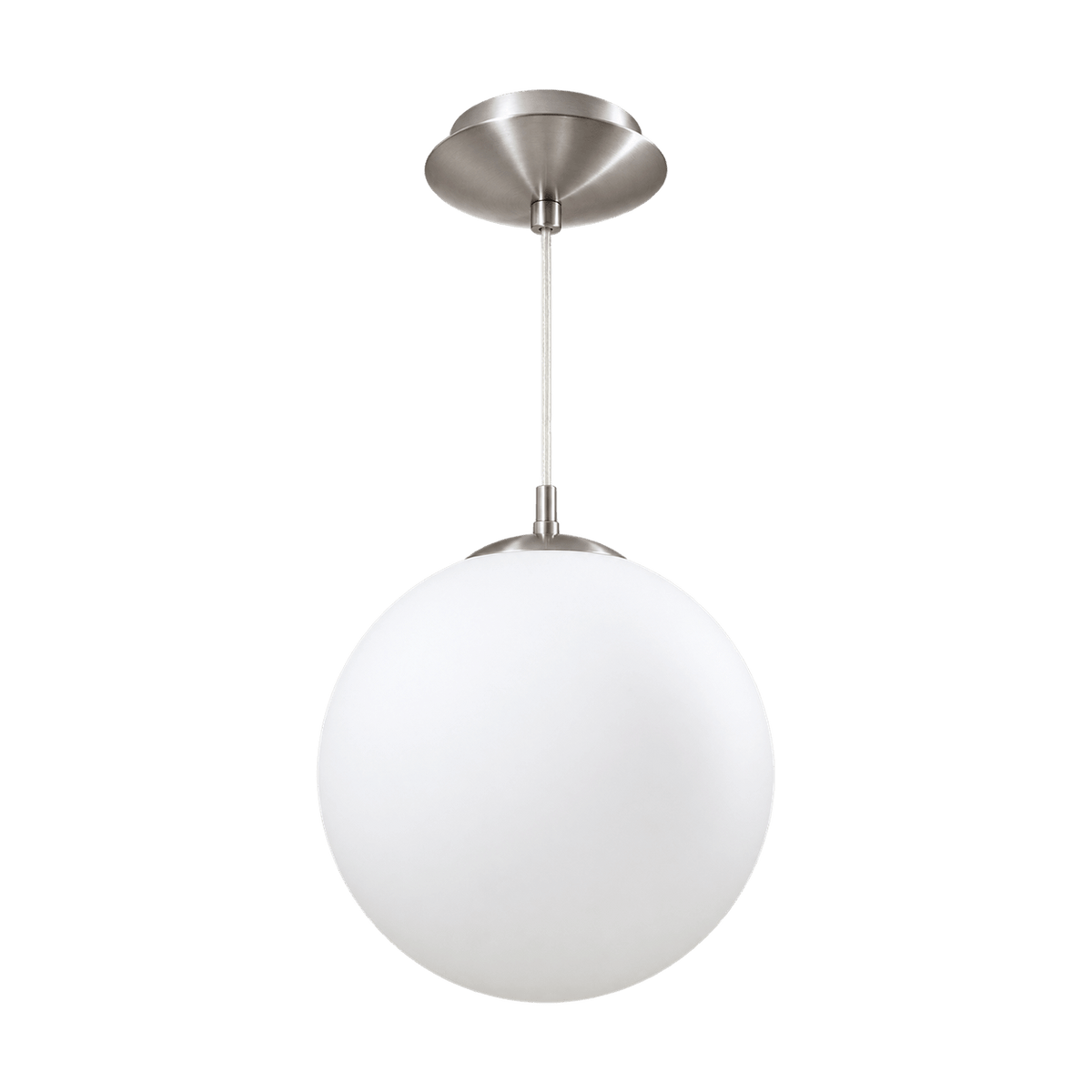 300mm Opal Rondo Pendant - Satin Chrome - transparent background