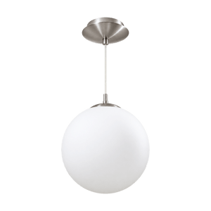 300mm Opal Rondo Pendant - Satin Chrome - transparent background