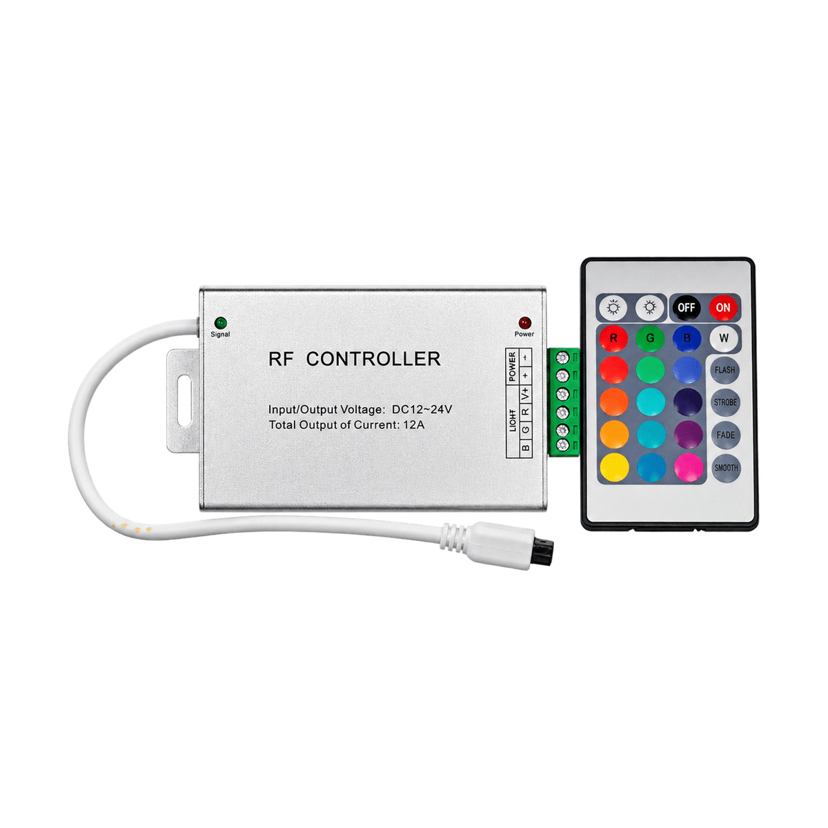 RGB Controller 12V/24V with Remote – 10m - white background