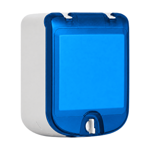 Stealth Waterproof Socket Outlet Box - Blue Flap on white background