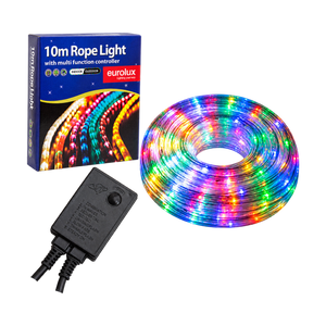 LED Multi-Coloured Rope Light 10m IP44 on transparent background