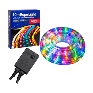 LED Multi-Coloured Rope Light 10m IP44 on white background