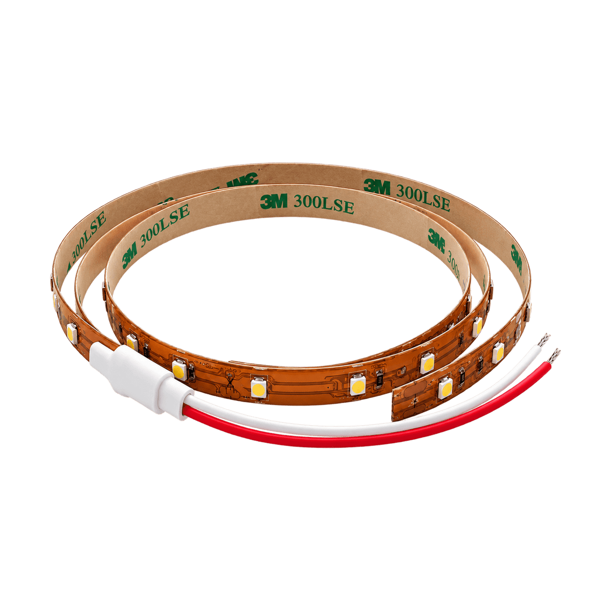 12VDC LED Warm White Flex Strip Light - 500mm Wired Section on transparent background