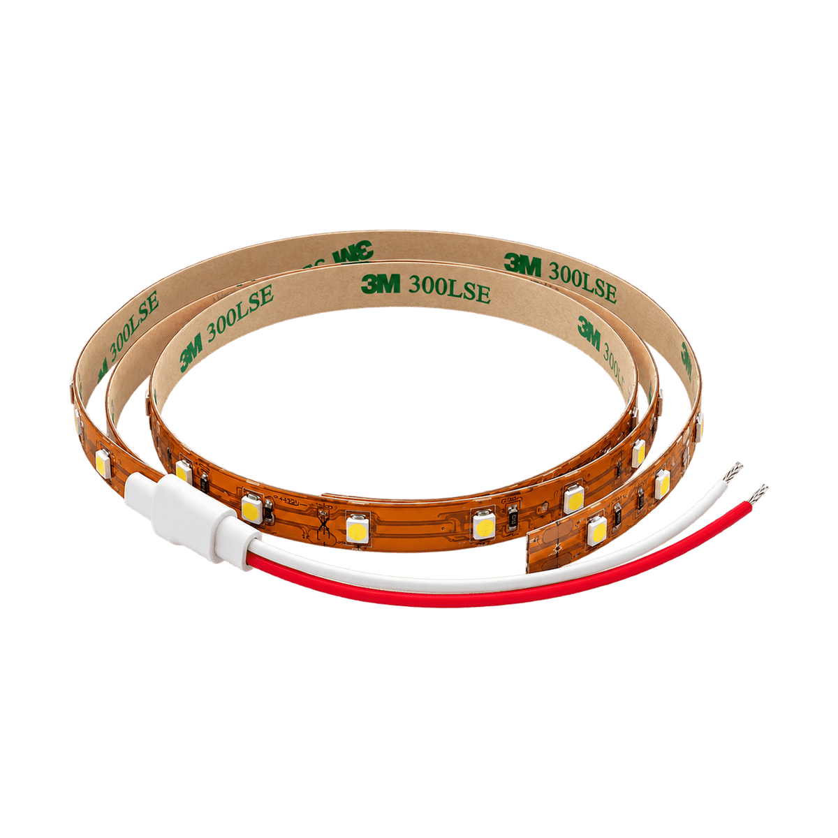 12VDC LED Green Flex Strip Light - 500mm Wired Section on transparent background