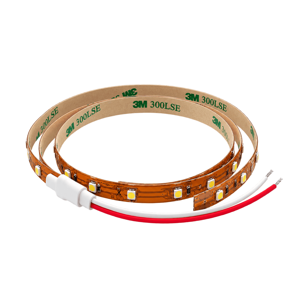 12VDC LED Green Flex Strip Light - 500mm Wired Section on white background