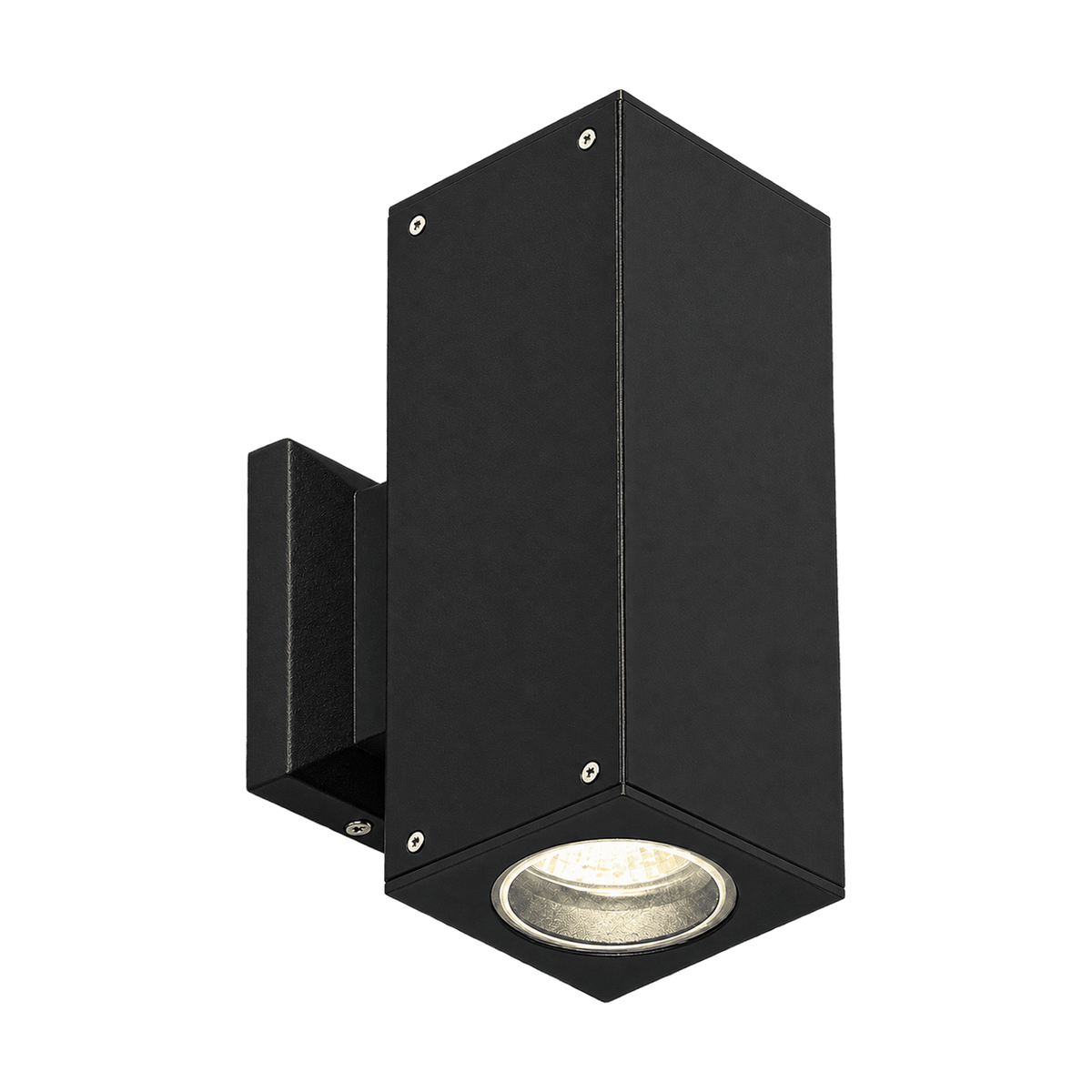 Square Up & Down Wall Bracket - Black GU10 on transparent background