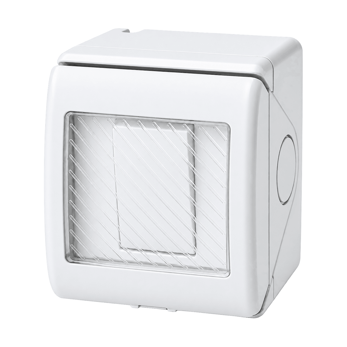 White Waterproof Wall Switch - 1 Lever 1 Way on white background