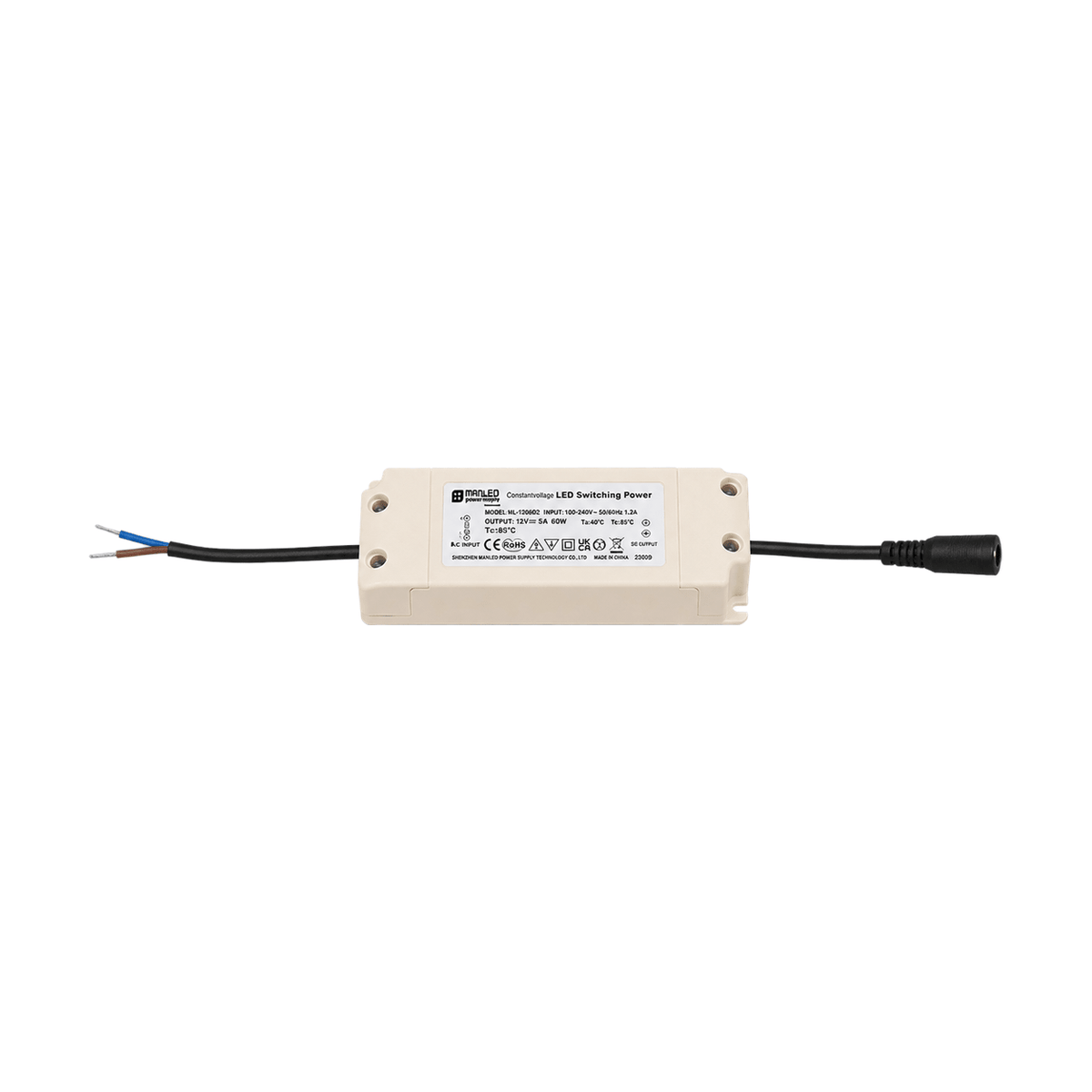 60W Dimmable Power Supply for 600 x 1200 Backlit LED Panel on white background